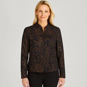 Alfred Dunner Animal Print Zip Jacket 14P – Bold Style, Petite Fit, EUC!